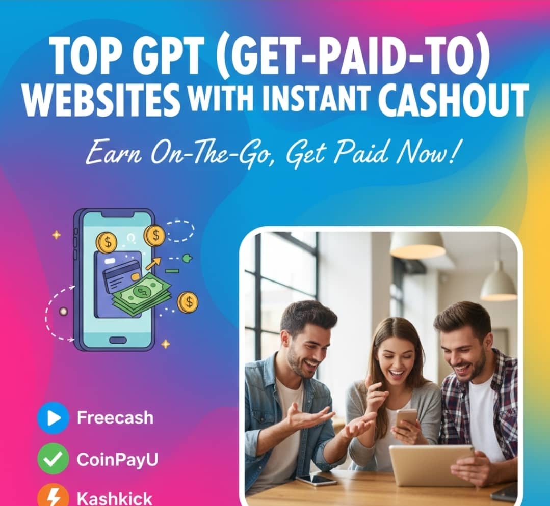 Top GPT (Get-Paid-To) Websites With Instant Cashout (2026 Guide)